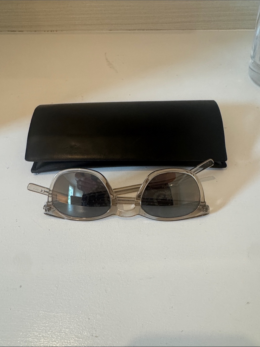 Clear Frame Sunglasses with Gray Lenses